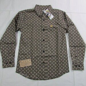 Cinch Boy's XXL Long Sleeve Geo Print Button Western Shirt Black/Gold MTW7060360